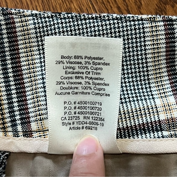 Aritzia Wilfred High-Waisted Tie Front Jallade Trouser Pants Check Plaid - Sz 6 - Picture 12 of 16